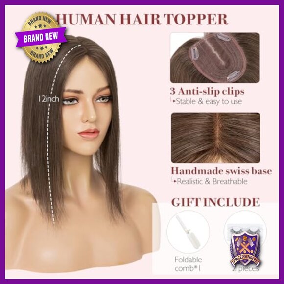 Human Hair Topper 10x12 Base 35g No Bangs for Thinning Hair main image 4